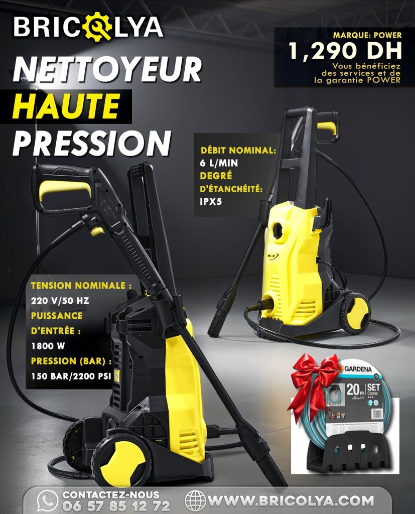 Nettoyeur haute pression Power 1800W 150BAR + Tuyau Classic Gardena 20m + Porte Tuyau Mur 8 Nettoyeur haute pression Power 1800W 150BAR + Tuyau Classic Gardena 20m + Porte Tuyau Mur