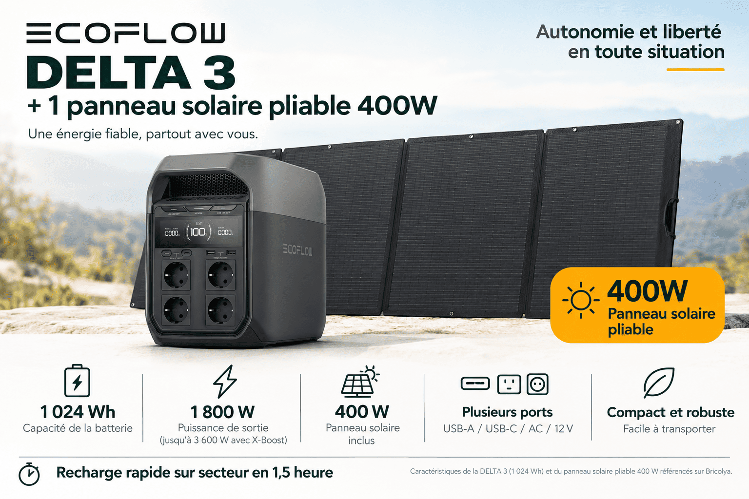 Pack : DELTA 3 + 1 Panneau solaire